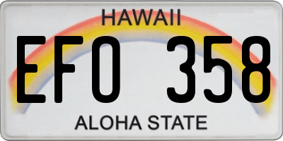 HI license plate EFO358