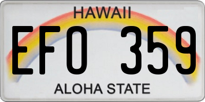 HI license plate EFO359