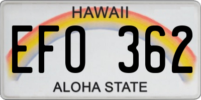 HI license plate EFO362