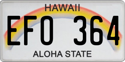HI license plate EFO364