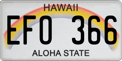HI license plate EFO366