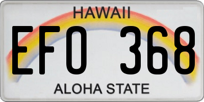HI license plate EFO368