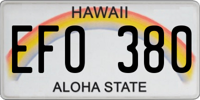 HI license plate EFO380