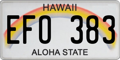 HI license plate EFO383