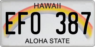 HI license plate EFO387