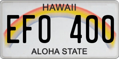 HI license plate EFO400