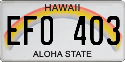 HI license plate EFO403