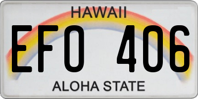 HI license plate EFO406