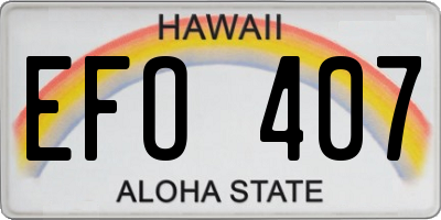 HI license plate EFO407