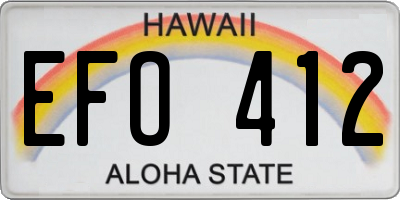HI license plate EFO412