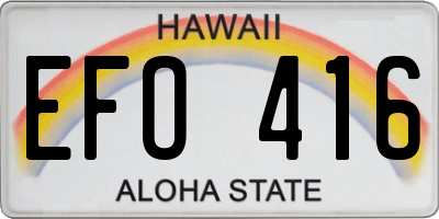 HI license plate EFO416
