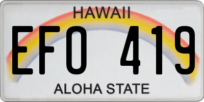 HI license plate EFO419