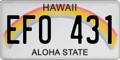 HI license plate EFO431