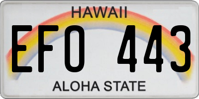 HI license plate EFO443