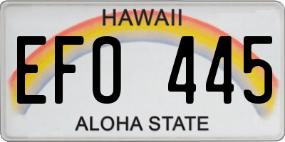 HI license plate EFO445