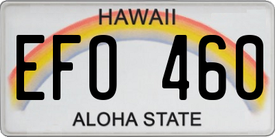 HI license plate EFO460