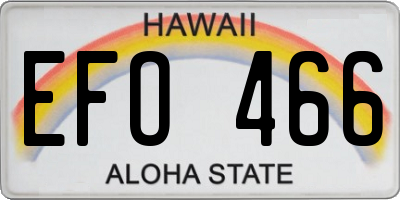 HI license plate EFO466