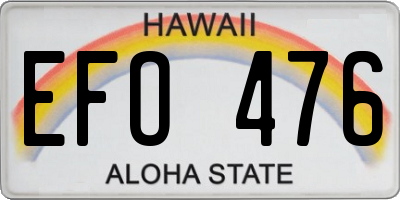 HI license plate EFO476