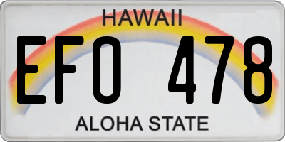HI license plate EFO478