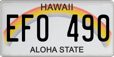 HI license plate EFO490