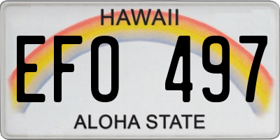 HI license plate EFO497