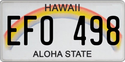 HI license plate EFO498
