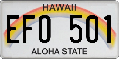 HI license plate EFO501