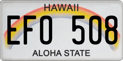 HI license plate EFO508