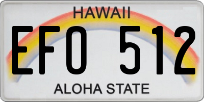 HI license plate EFO512