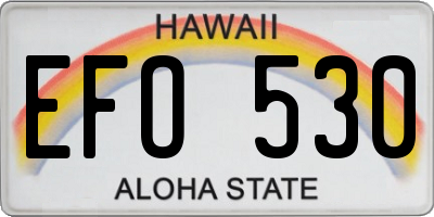 HI license plate EFO530