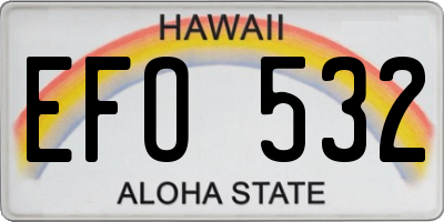 HI license plate EFO532