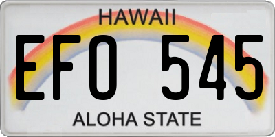 HI license plate EFO545