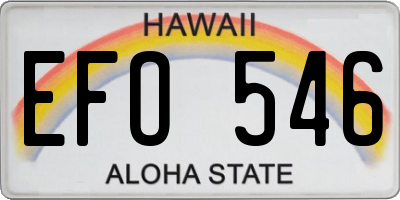 HI license plate EFO546