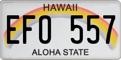 HI license plate EFO557