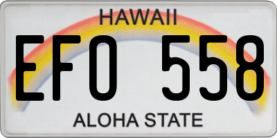 HI license plate EFO558