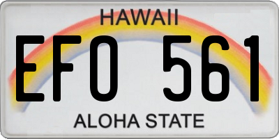 HI license plate EFO561