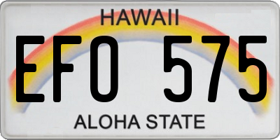 HI license plate EFO575
