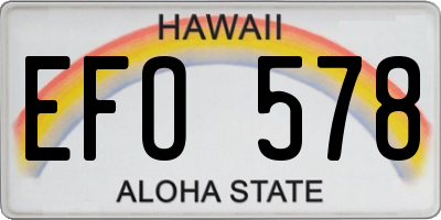 HI license plate EFO578
