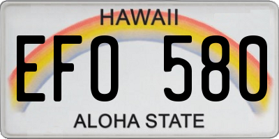 HI license plate EFO580