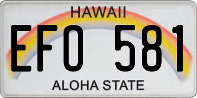 HI license plate EFO581