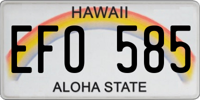 HI license plate EFO585