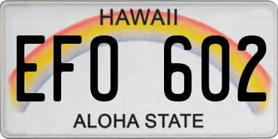 HI license plate EFO602