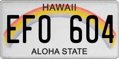 HI license plate EFO604