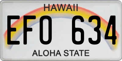 HI license plate EFO634