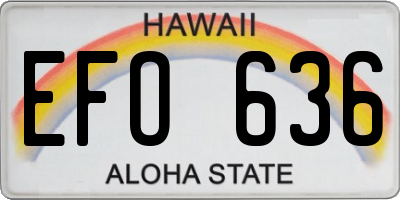 HI license plate EFO636