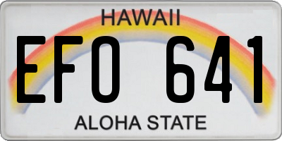 HI license plate EFO641