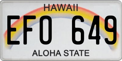 HI license plate EFO649