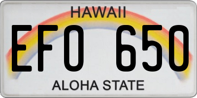 HI license plate EFO650