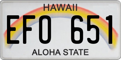 HI license plate EFO651