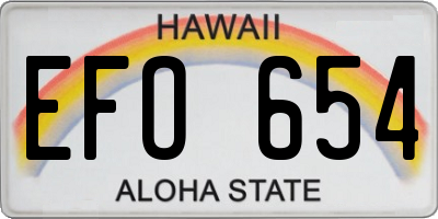 HI license plate EFO654